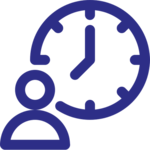Blauer Icon mit einer Uhr