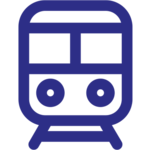 Blauer Icon mit Frontansicht von einem Zug